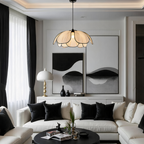 Nievk - Flower-shaped Rattan Pendant Lamp with Black Accents
