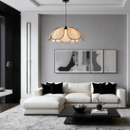 Nievk - Flower-shaped Rattan Pendant Lamp with Black Accents
