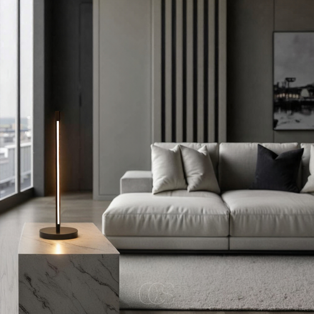 Nievk - Minimalist LED Table Lamp - Modern Matte Black Aluminum