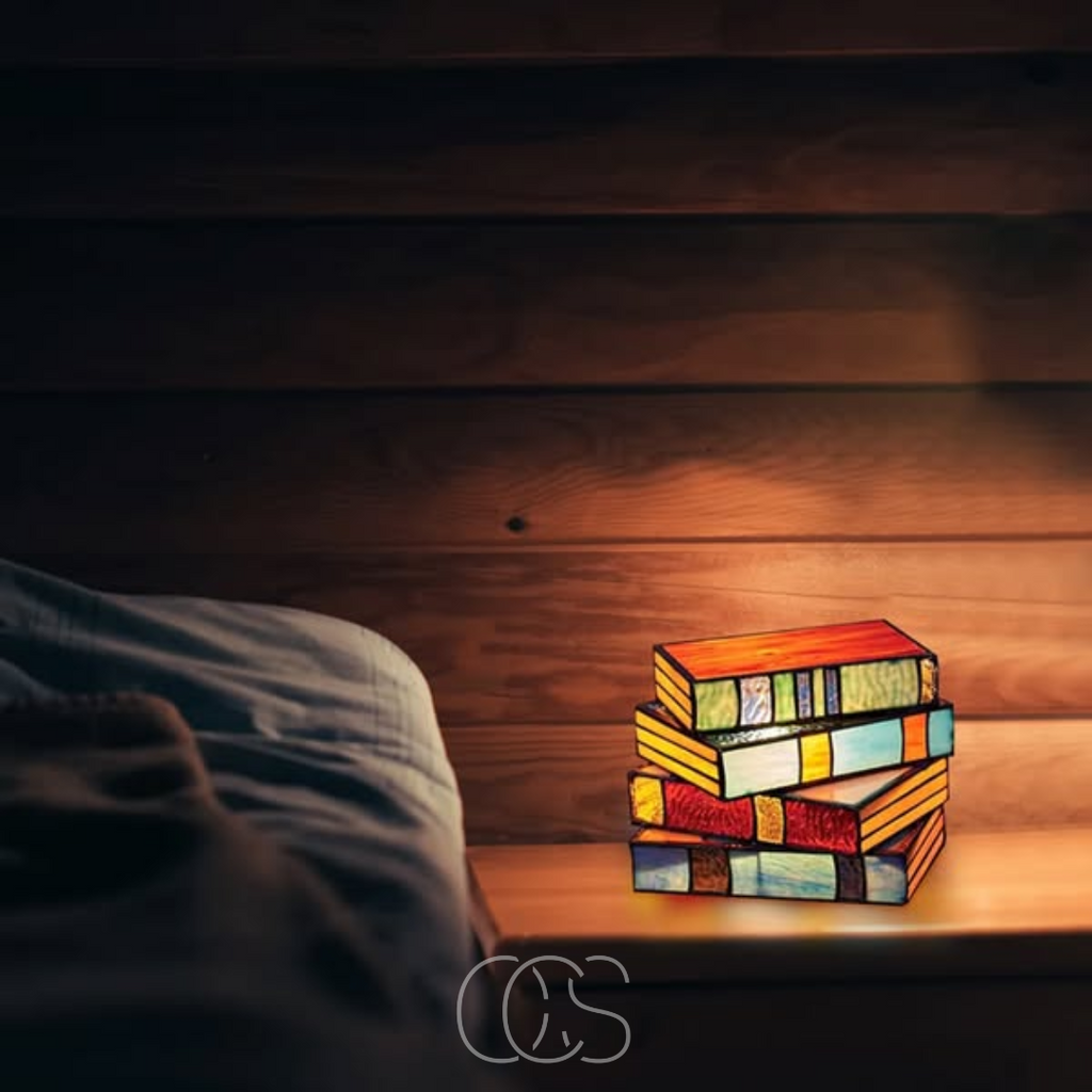 Nievk - Mosaic Book Lamp - Wireless Tiffany Table Lamp