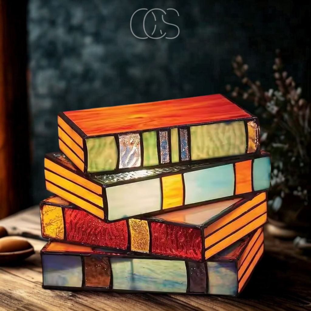Nievk - Mosaic Book Lamp - Wireless Tiffany Table Lamp
