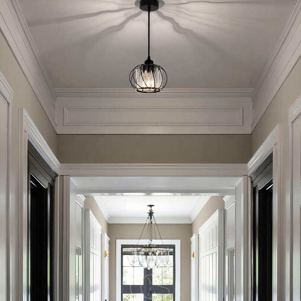 Nievk - Nordic Pendant Lamp with Spherical Glass - Black Design