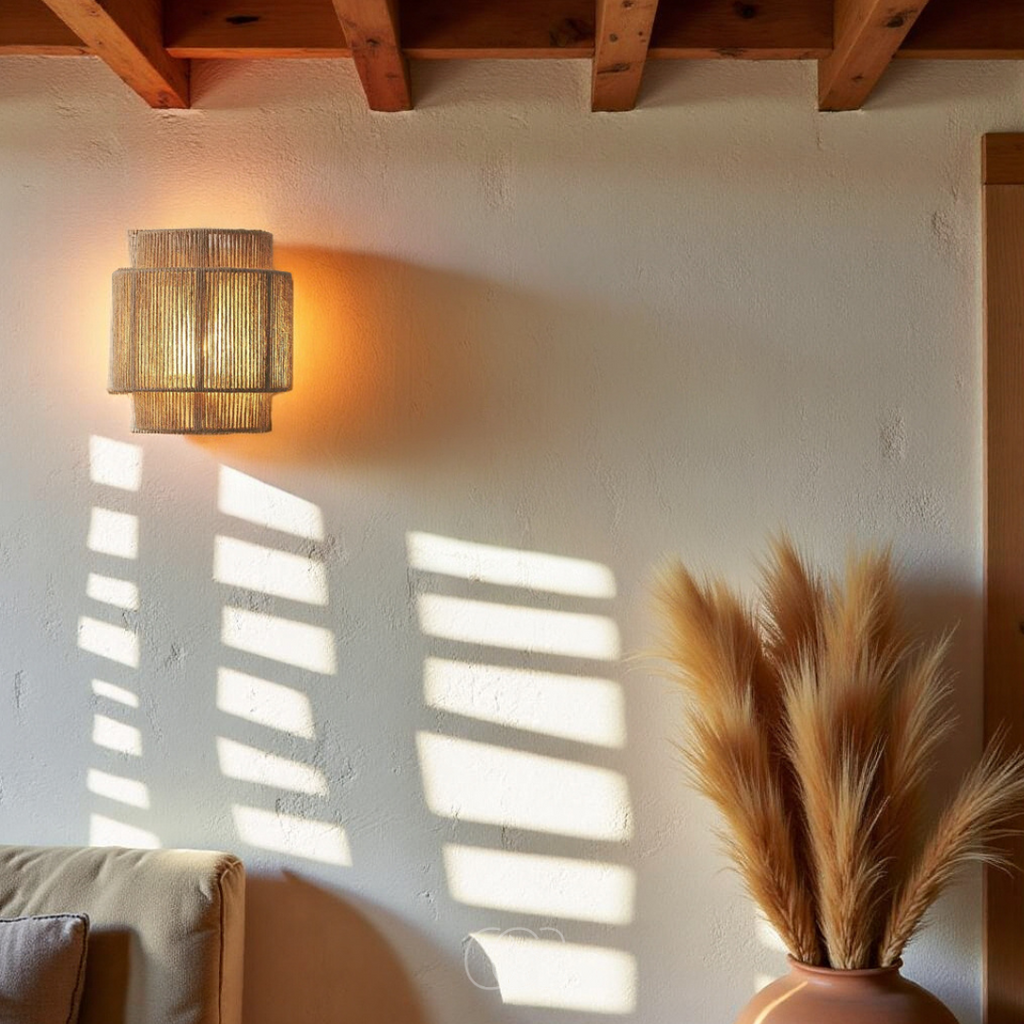 Nievk - Rattan Boho Wall Lamp