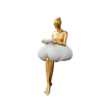 Nievk - Reading Woman on Cloud Sculpture - Resin Art Object