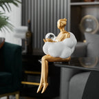 Nievk - Reading Woman on Cloud Sculpture - Resin Art Object