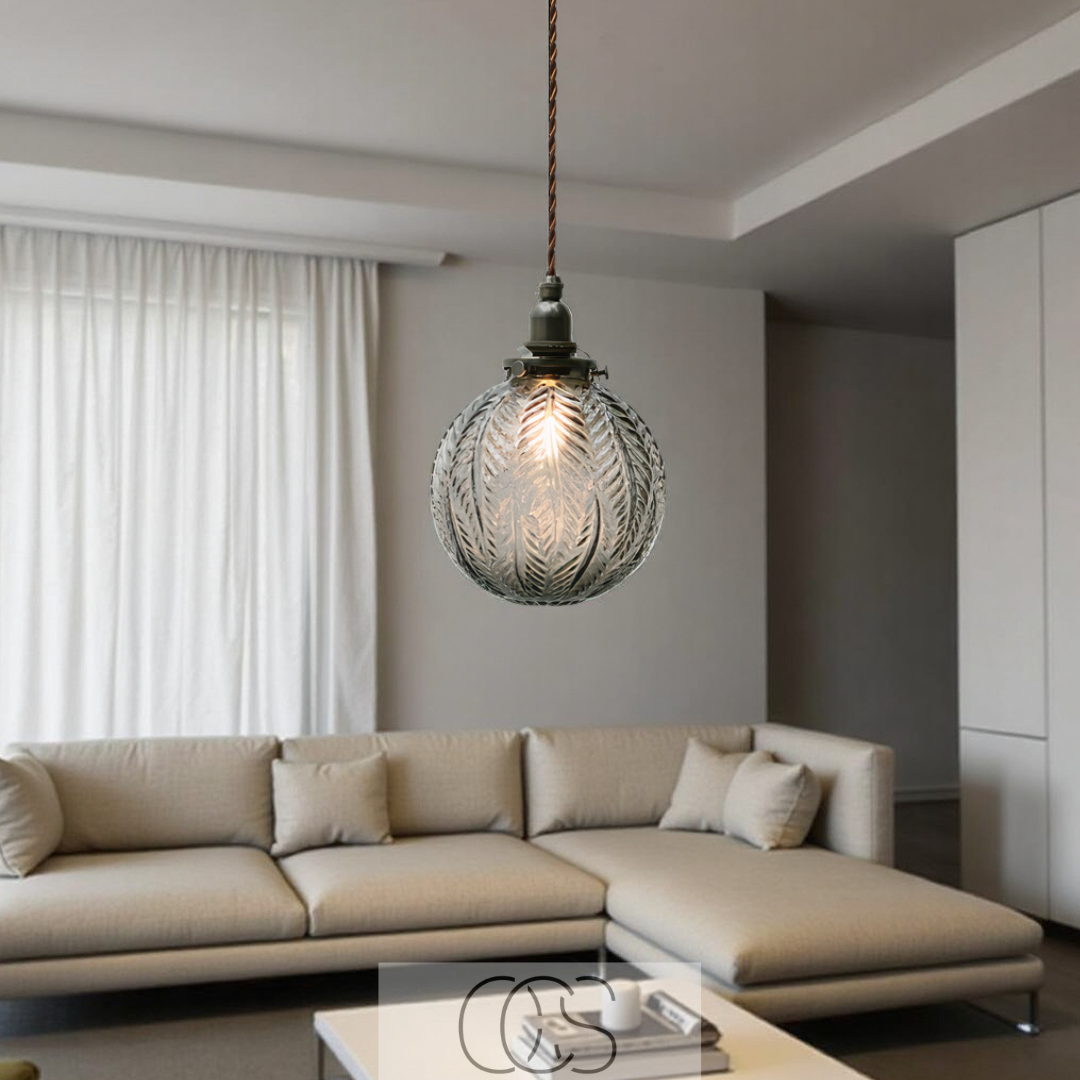 Nievk - Round Pendant Lamp Glass - Smoke Color