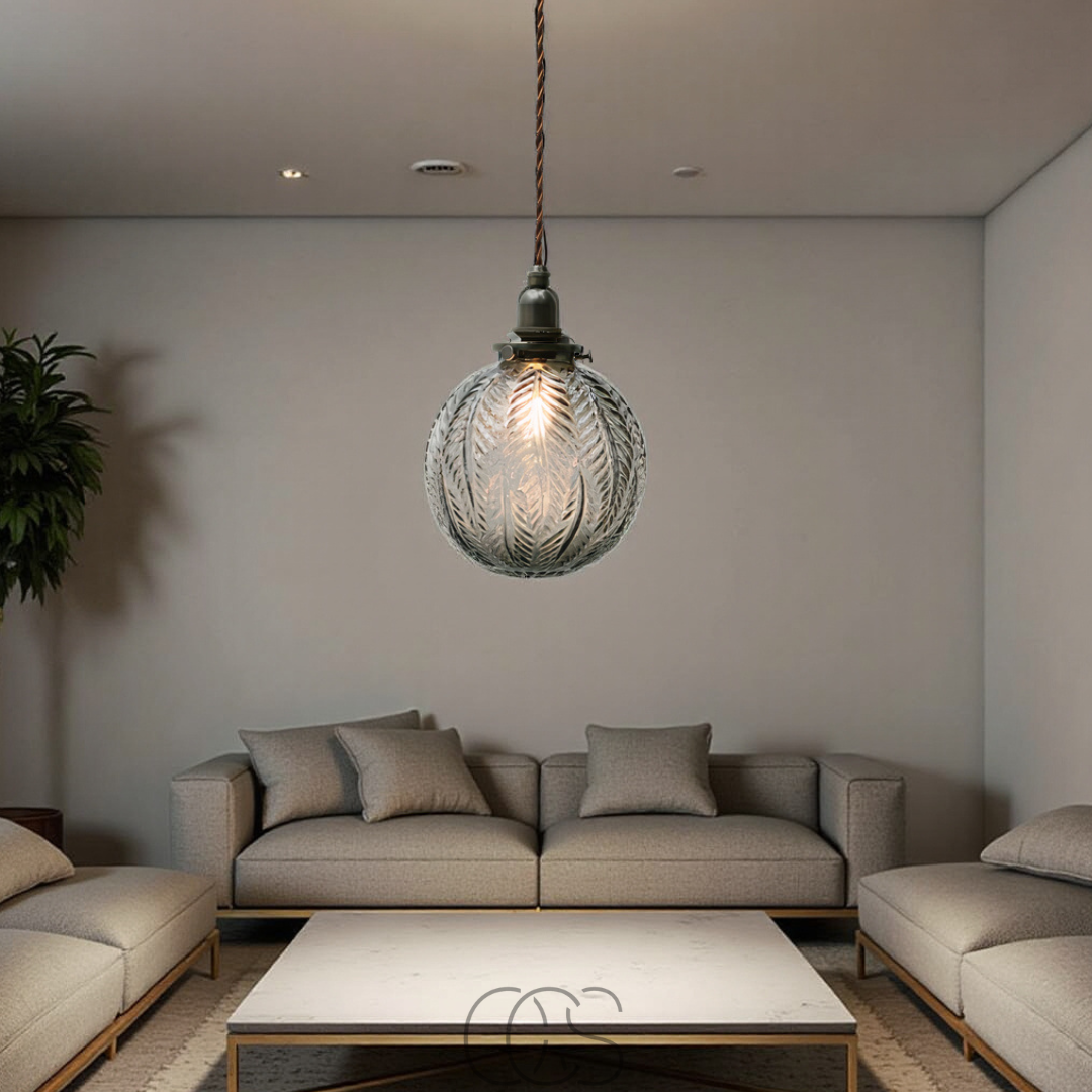 Nievk - Round Pendant Lamp Glass - Smoke Color