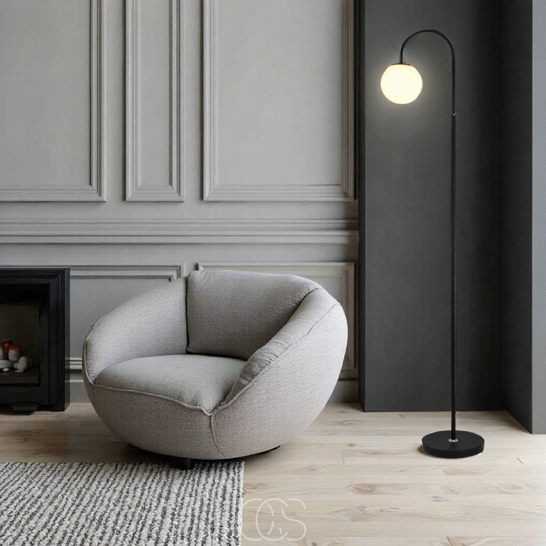 Nievk - Standing lamp with globe - Metal & Glass floor lamp