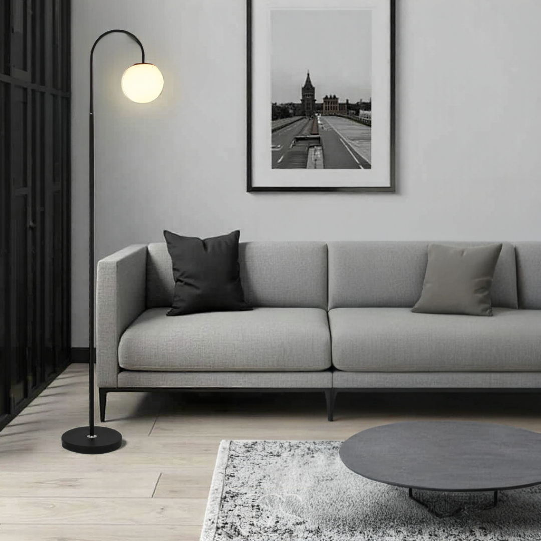 Nievk - Standing lamp with globe - Metal & Glass floor lamp