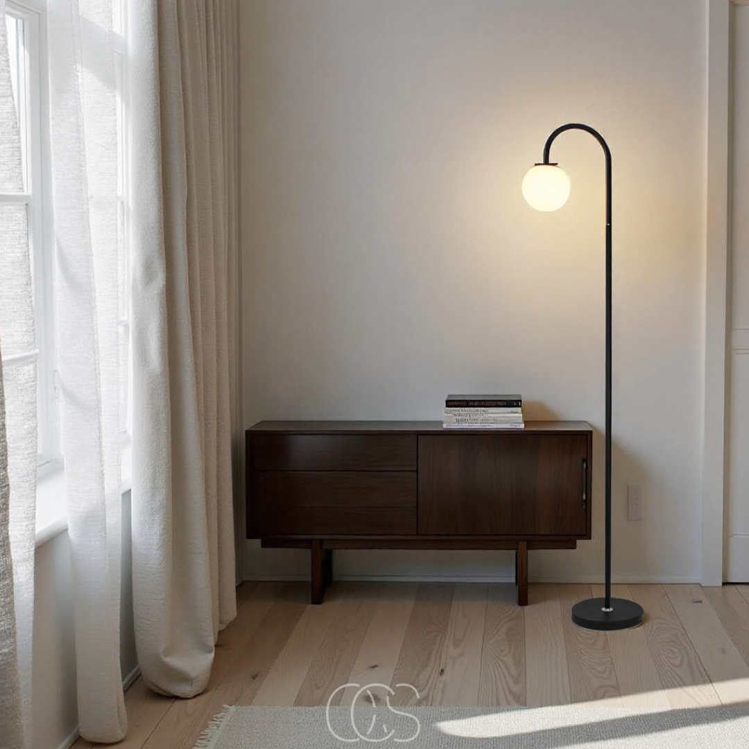 Nievk - Standing lamp with globe - Metal & Glass floor lamp