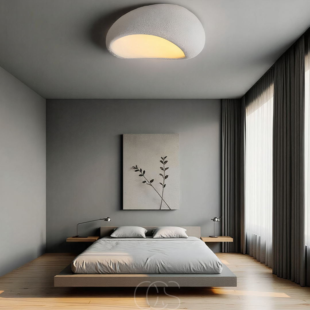 Nievk - Wabi-Sabi Fabric Ceiling Lamp - Polyform & Resin