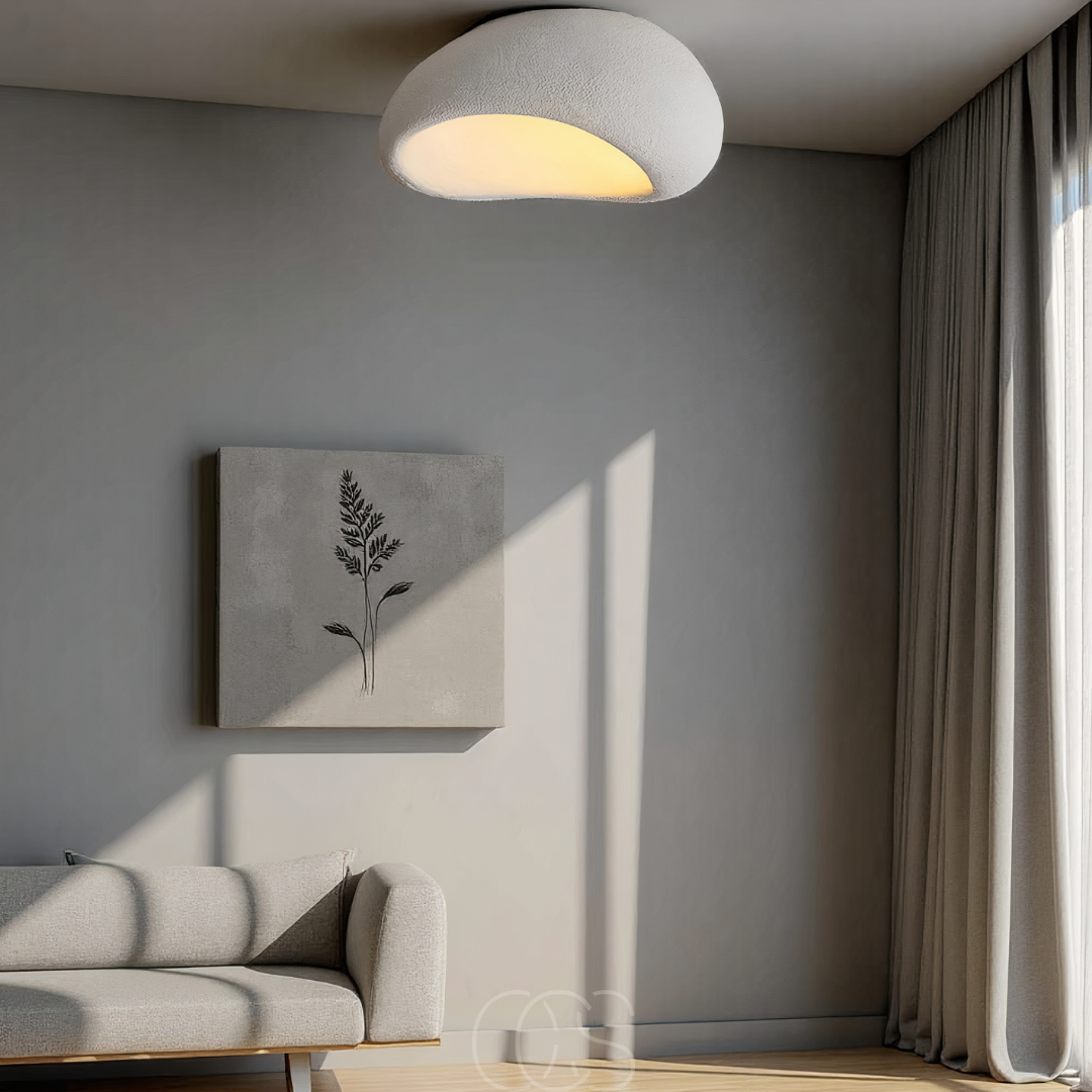 Nievk - Wabi-Sabi Fabric Ceiling Lamp - Polyform & Resin