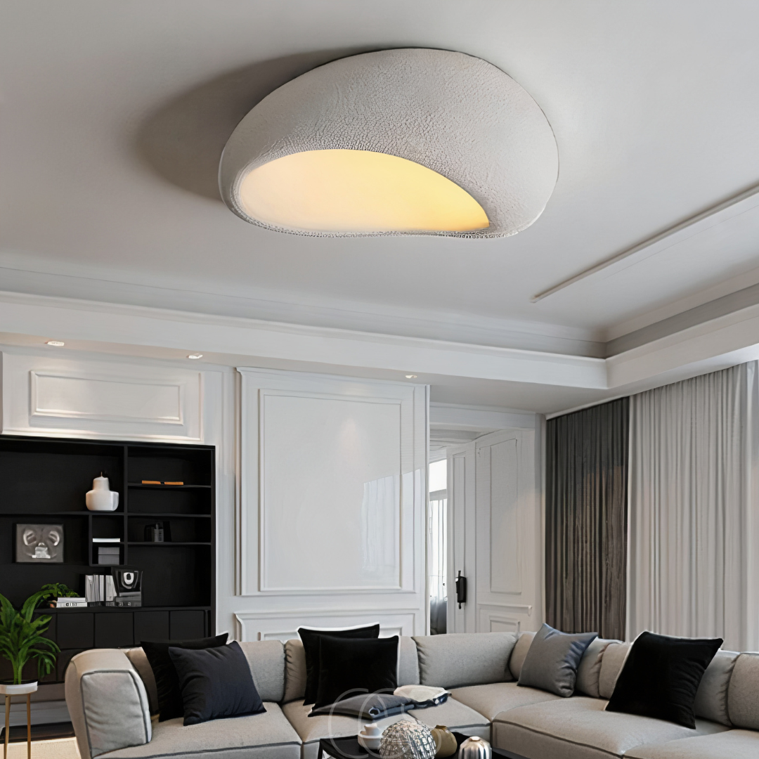 Nievk - Wabi-Sabi Fabric Ceiling Lamp - Polyform & Resin