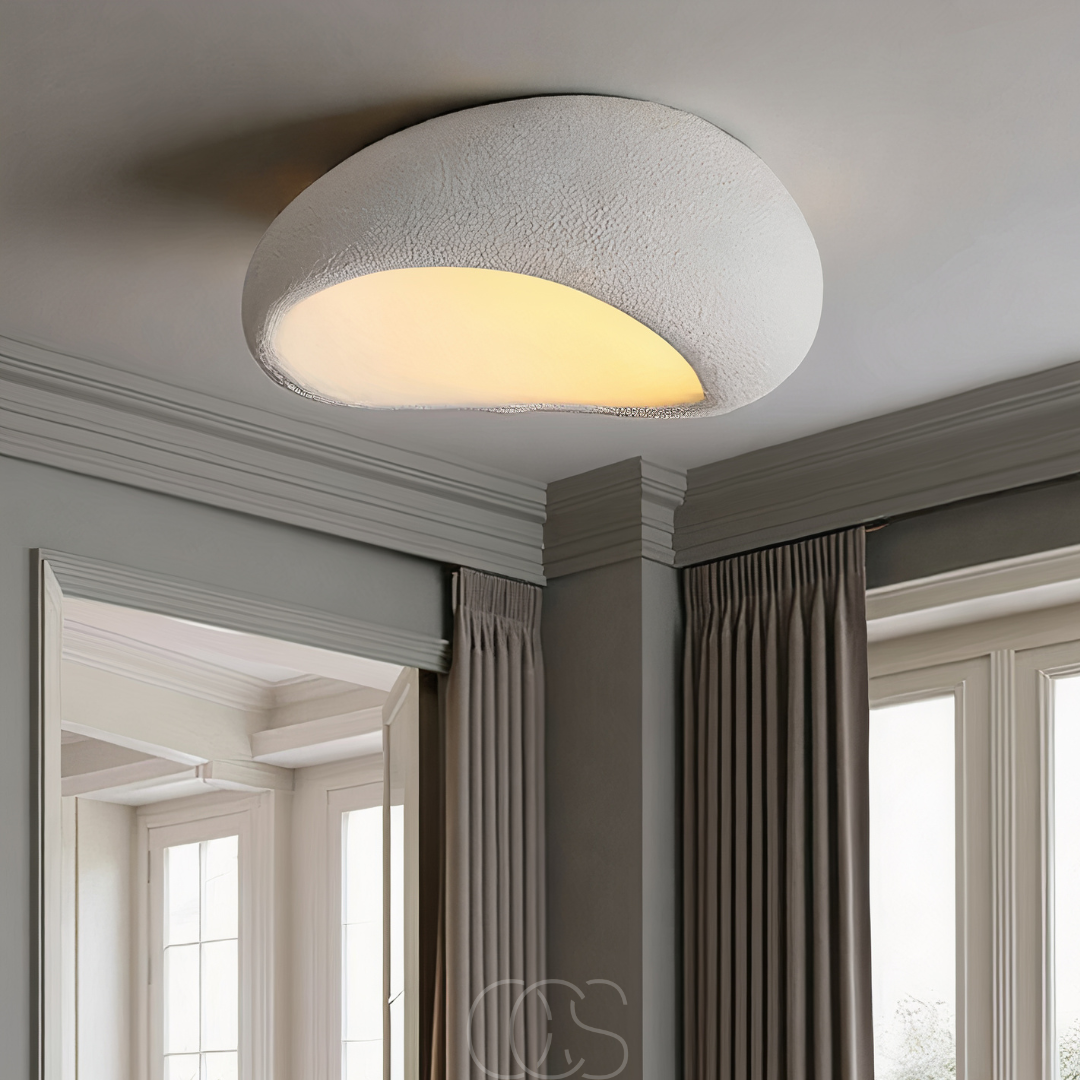 Nievk - Wabi-Sabi Fabric Ceiling Lamp - Polyform & Resin