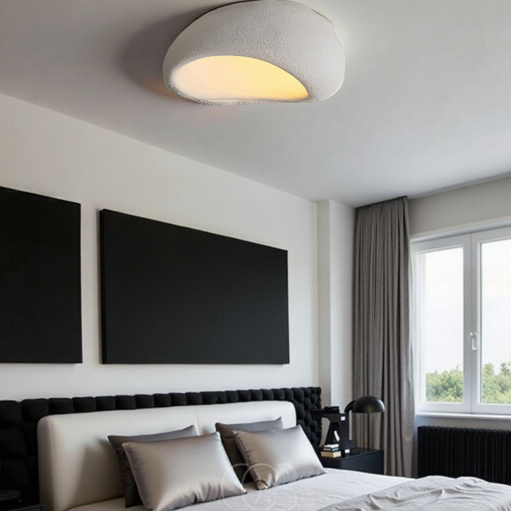 Nievk - Wabi-Sabi Fabric Ceiling Lamp - Polyform & Resin