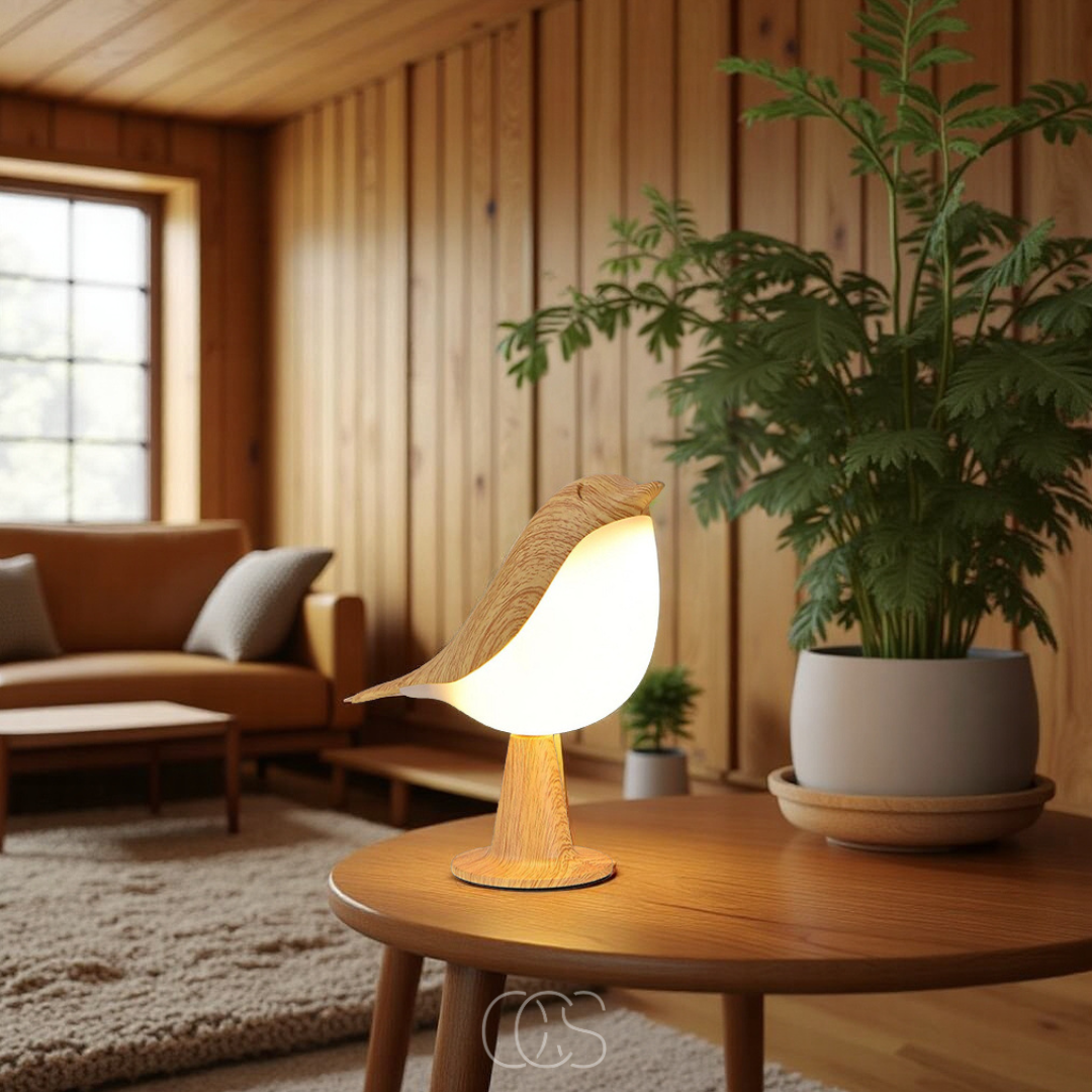 Nievk - Wooden Bird Lamp - Wireless Table Lamp with Warm Light