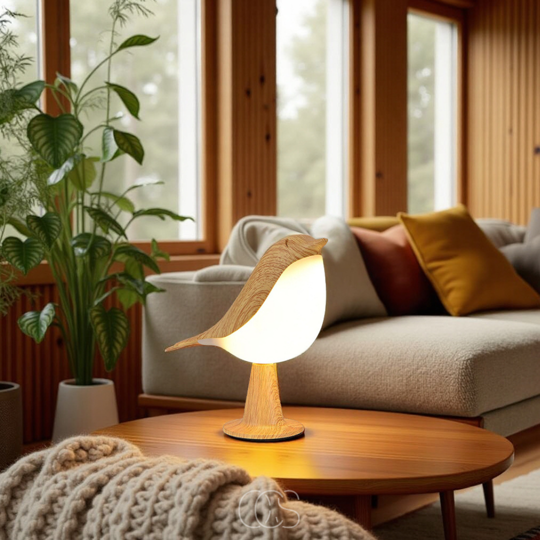 Nievk - Wooden Bird Lamp - Wireless Table Lamp with Warm Light