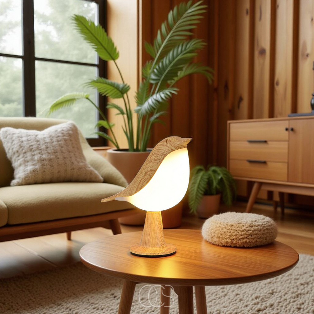 Nievk - Wooden Bird Lamp - Wireless Table Lamp with Warm Light
