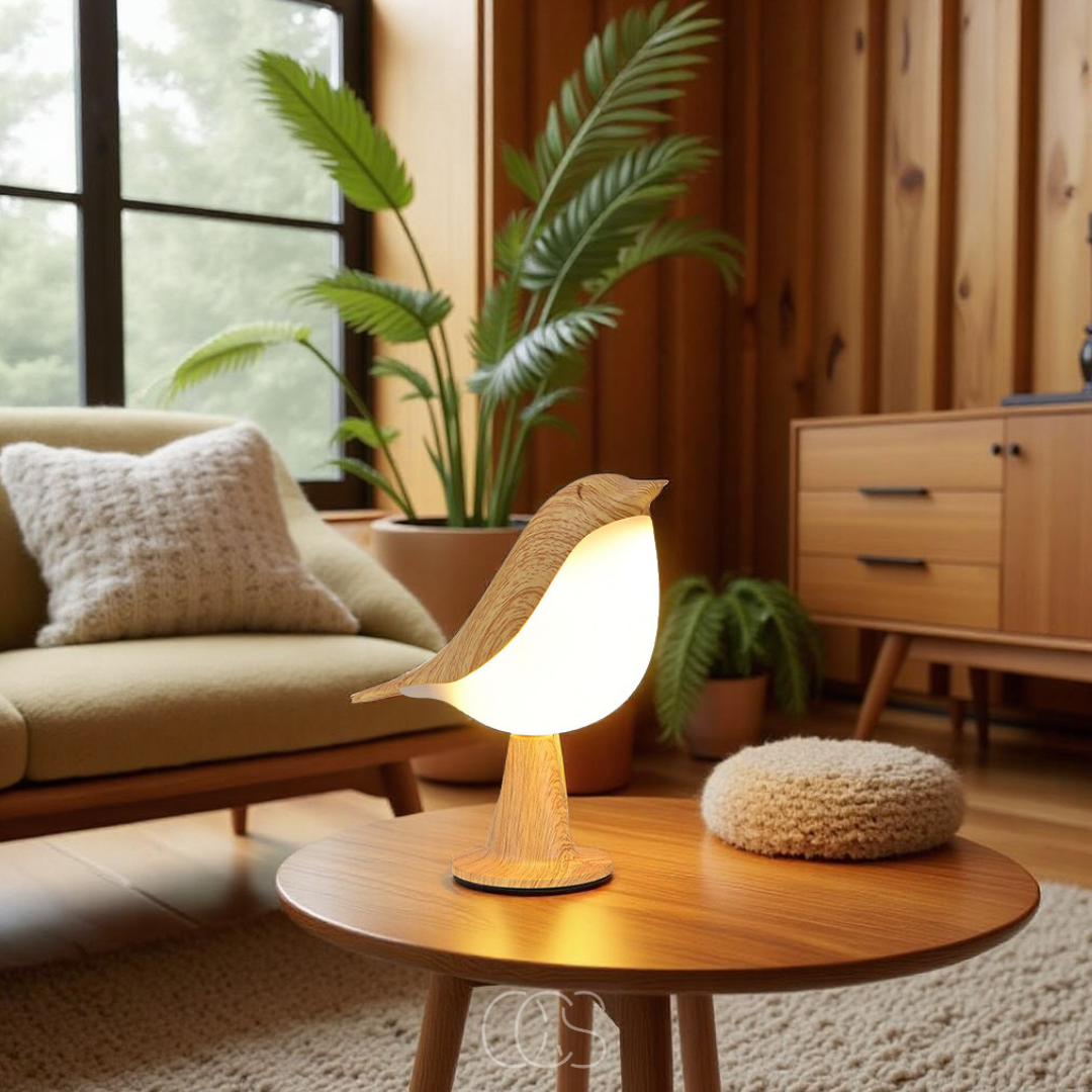 Nievk - Wooden Bird Lamp - Wireless Table Lamp with Warm Light