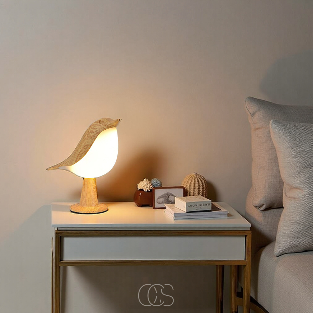 Nievk - Wooden Bird Lamp - Wireless Table Lamp with Warm Light