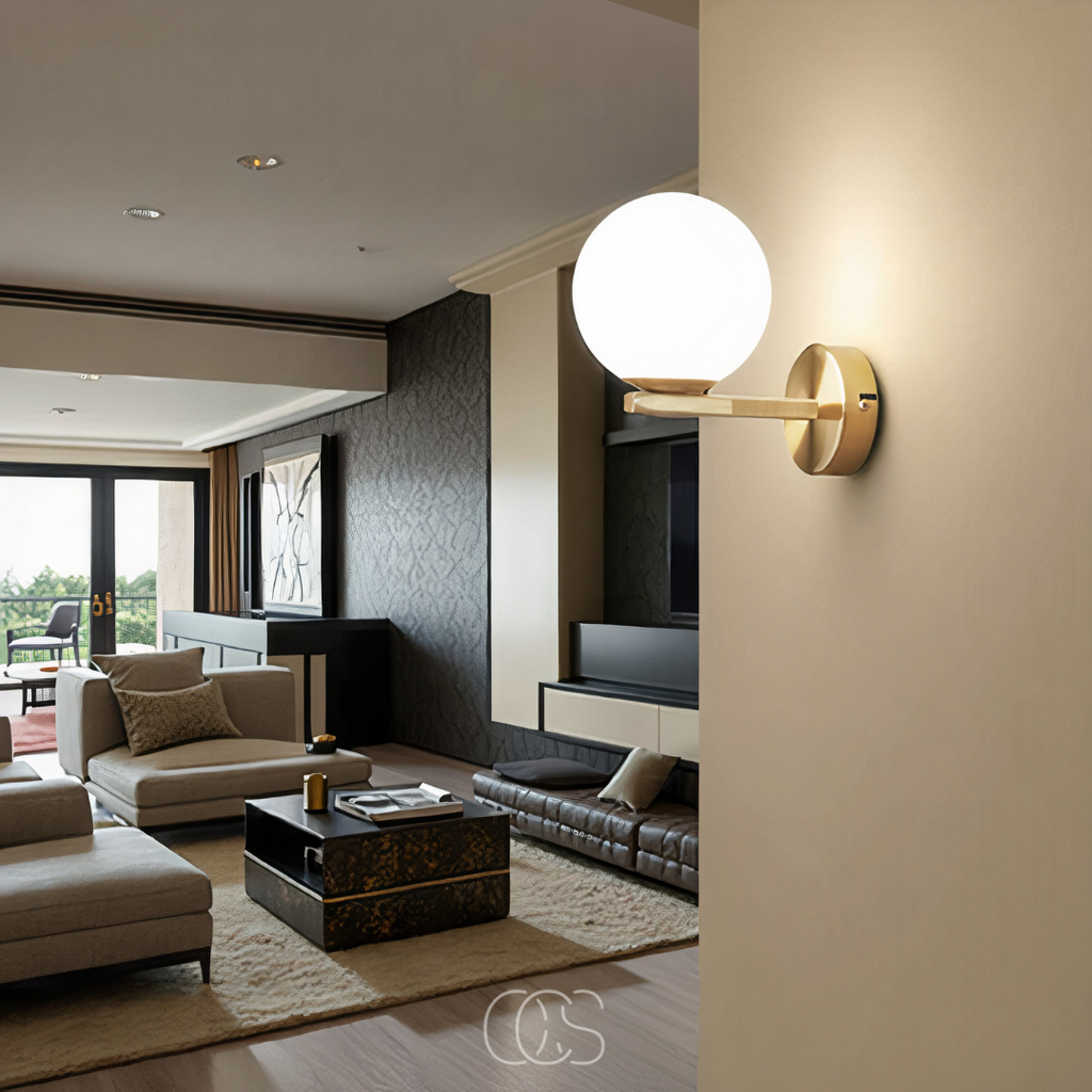 Nievk - wall lamp with white globe