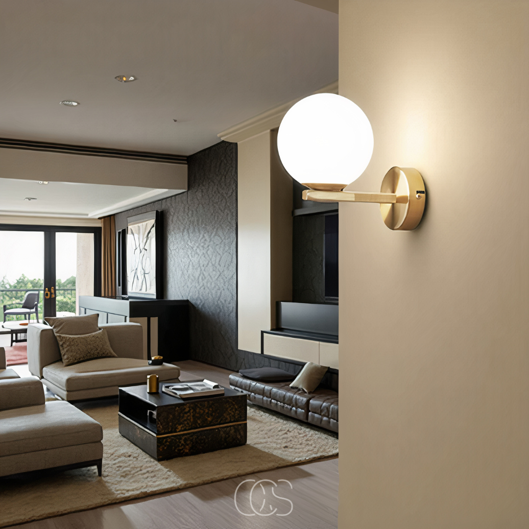 Nievk - wall lamp with white globe