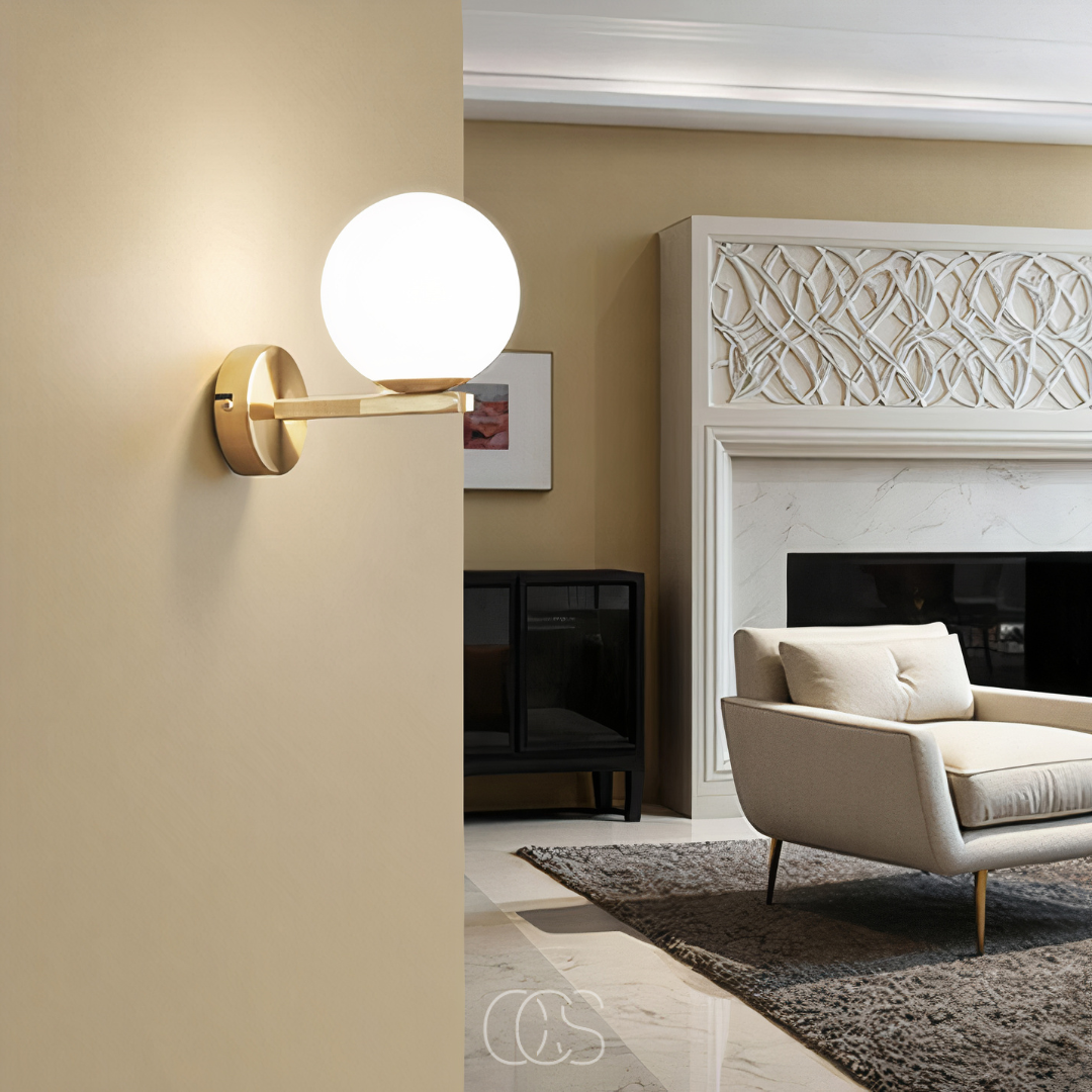Nievk - wall lamp with white globe
