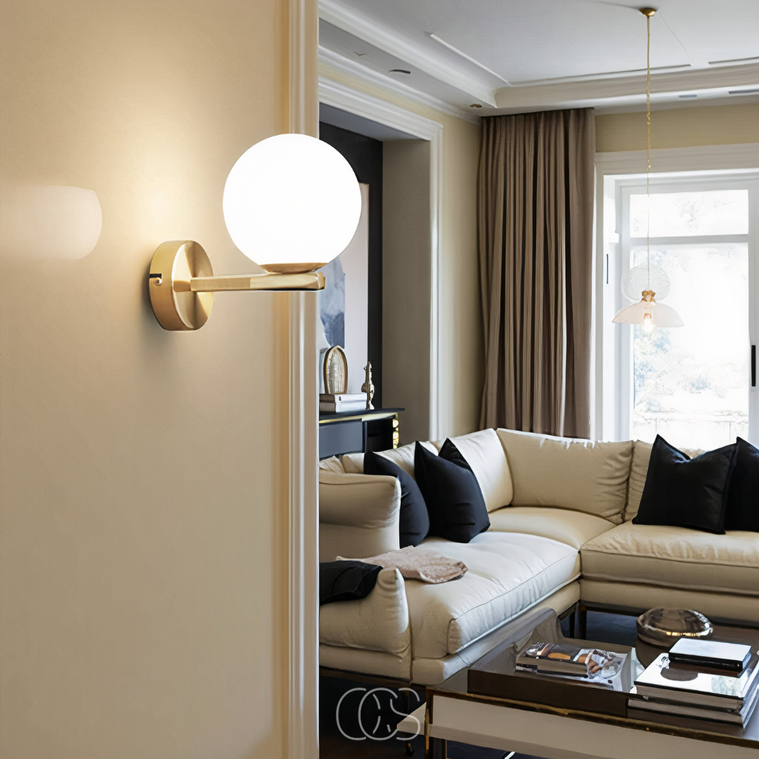 Nievk - wall lamp with white globe