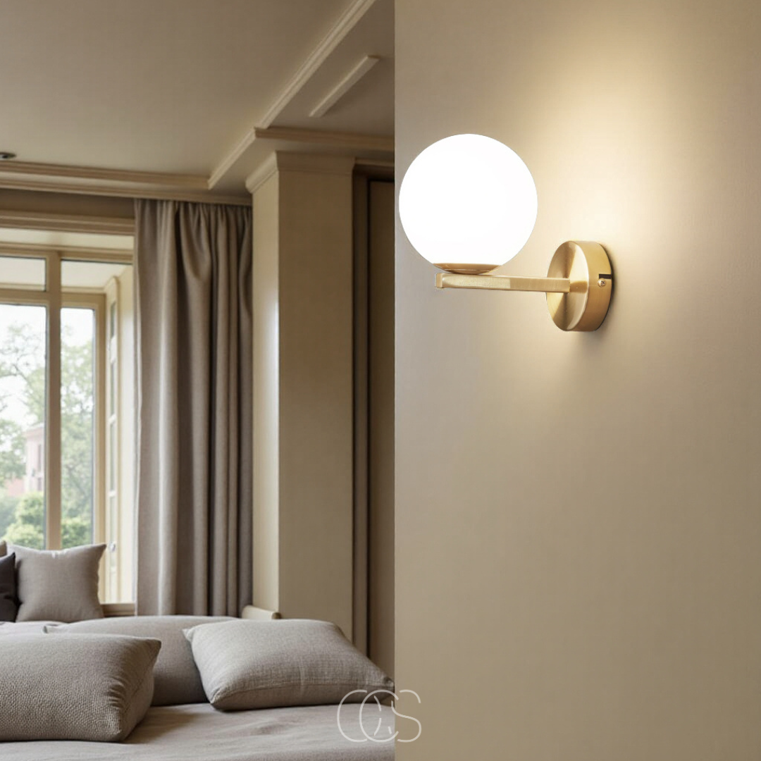 Nievk - wall lamp with white globe