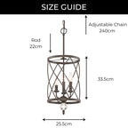 Hearthly | Rustic Three-Light Iron Chandelier